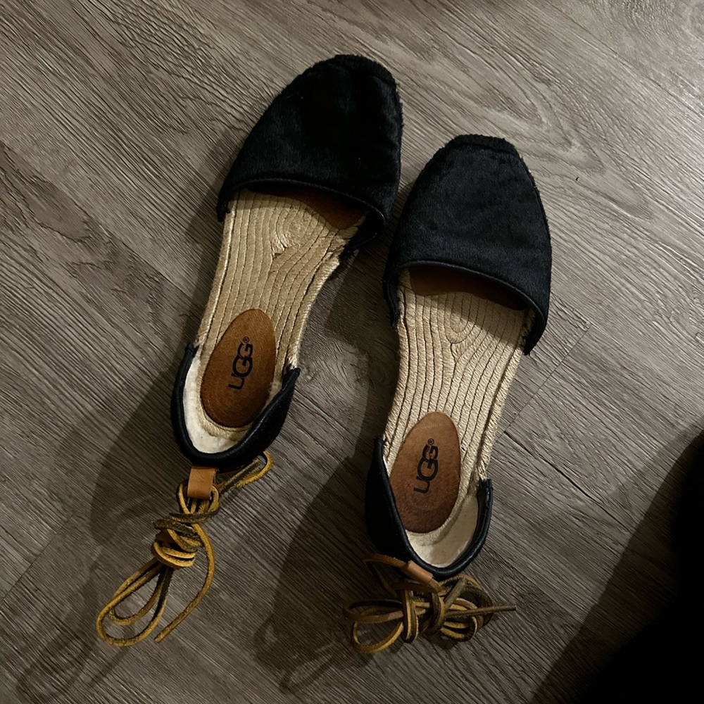 Authentic UGG calf hair lace up espadrilles size 7